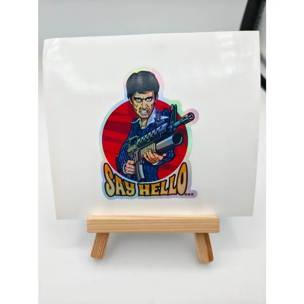 Scarface, Al Pacino, Silver Holographic Sticker, Thriller Films, Movies, Old School, Scary, Mystery, Laptop Stickers, Decals, Horror Baddies