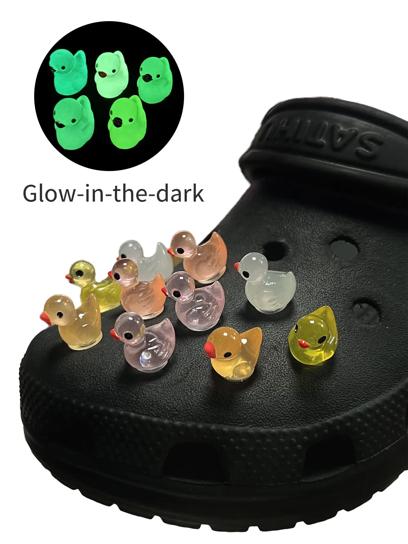 10 Duck Design Shoe Charms That Glow in the Dark, Fun and Fashionable Wooden Clogs Accessories for Kids and Adults, Decorative Shoe Accessories, Decor, Shoe Decoration Footwear, Clog Shoe Decorations