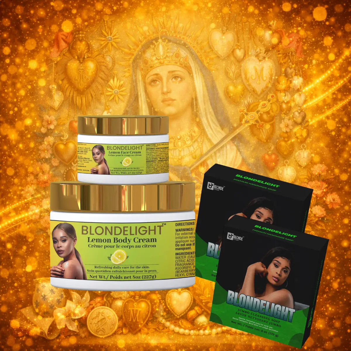 Boran Sèt Lemon Cleanser Body Care Cream Soap Set, Daily Multi-Pack Skincare Kit