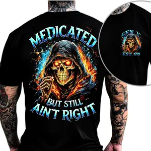 [KingZlia] Custom Year Gen X T-shirt, Medicated But Still Ain't Right Shirt, 100% Cotton Top Unisex Comfort Womenswear Menswear