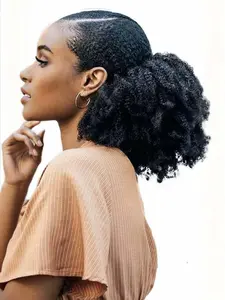 Afro Puff kinky curly Drawstring Ponytail Extension 14inch Short Afro Kinky Curly Afro Bun Extension Synthetic Afro Kinkys Curly Extension Hairpieces for Women Kinky Curly Bob