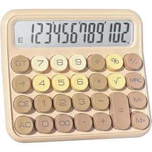 Desk Calculator - 12 Digit Large LCD Display, Big Button Calculator for School,  & Business Use (Brown Gradient)