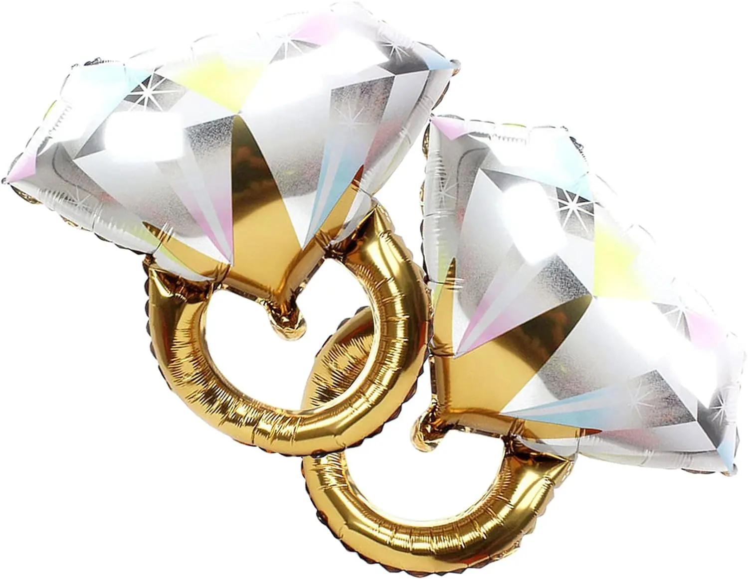 2Pcs Diamond Ring Aluminum Balloon Set - Wedding Bridal Shower Decor, Photo Prop Party Supplies