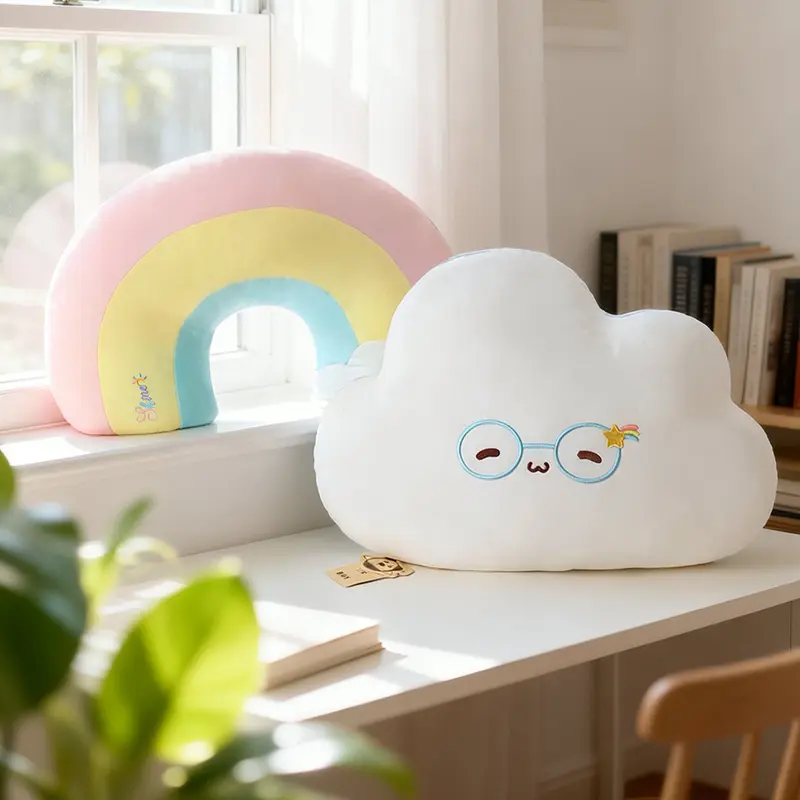 Cool Touch Sky Expression Pillow, 3 Styles - Rainbow/Sunny Cloud/Storm Cloud, 50cm, Polyester Fiber Fill, Room Decor