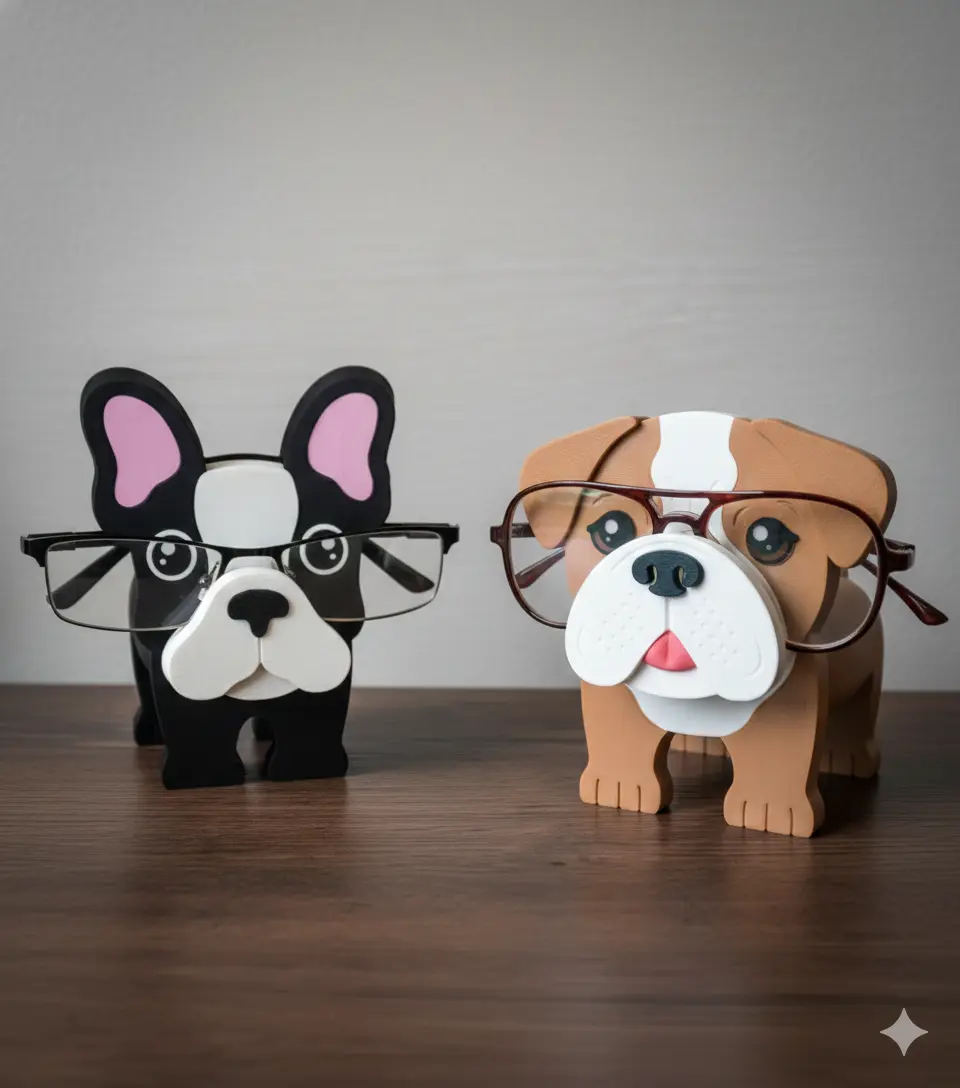 Adorable Bulldog Puppy Glasses Holder & Desk Organizer | Frenchie & English Bulldog Puppy Decor | Cute Key & Coin Storage, Desk Accessories, Work Desk Accessories