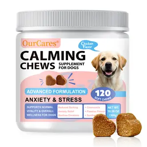 OurCares Dog Calming Chewable Tablets, a daily chewable snack for dogs to soothe their emotions, alleviating their daily irritability and providing a soft chewable pet snack