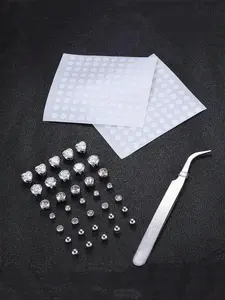 Fake Belly Piercing Cubic Zirconia Navel Rings, Ear Lip Eyebrow Nose Non Piercing Studs, Fake Piercing Jewelry, Body Jewelry for Women & Men, Nose Cuff