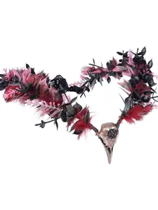 Dark Raven Witch Headpiece - Feathered Gothic Crown, Renaissance-style Halloween Witch Crown