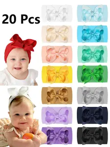 20 Pack Baby Hair Bows, 4 Inch Butterfly Knot Headbands, High Elastic Soft Hair Accessories, Infant Shower Gifts, Baby Big Head Bow, Headband Set