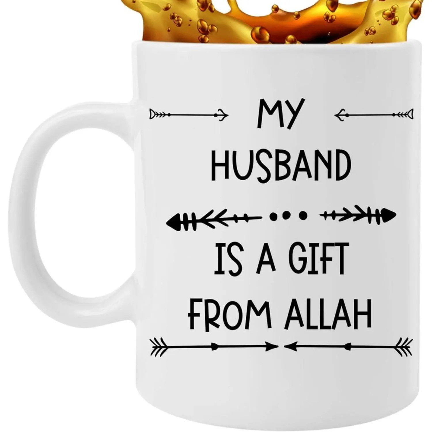 My Husband Is a Gift from Allah - Islamic Muslim Humor - Present for Wives in And Grey 11 Oz White Ceramic Coffee Mug 11 Oz Color Ceramic Mug