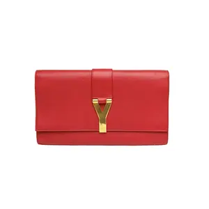 Pre-owned Yves Saint Laurent leather Tote Bags Y brand Clutch handbag, red color, material
