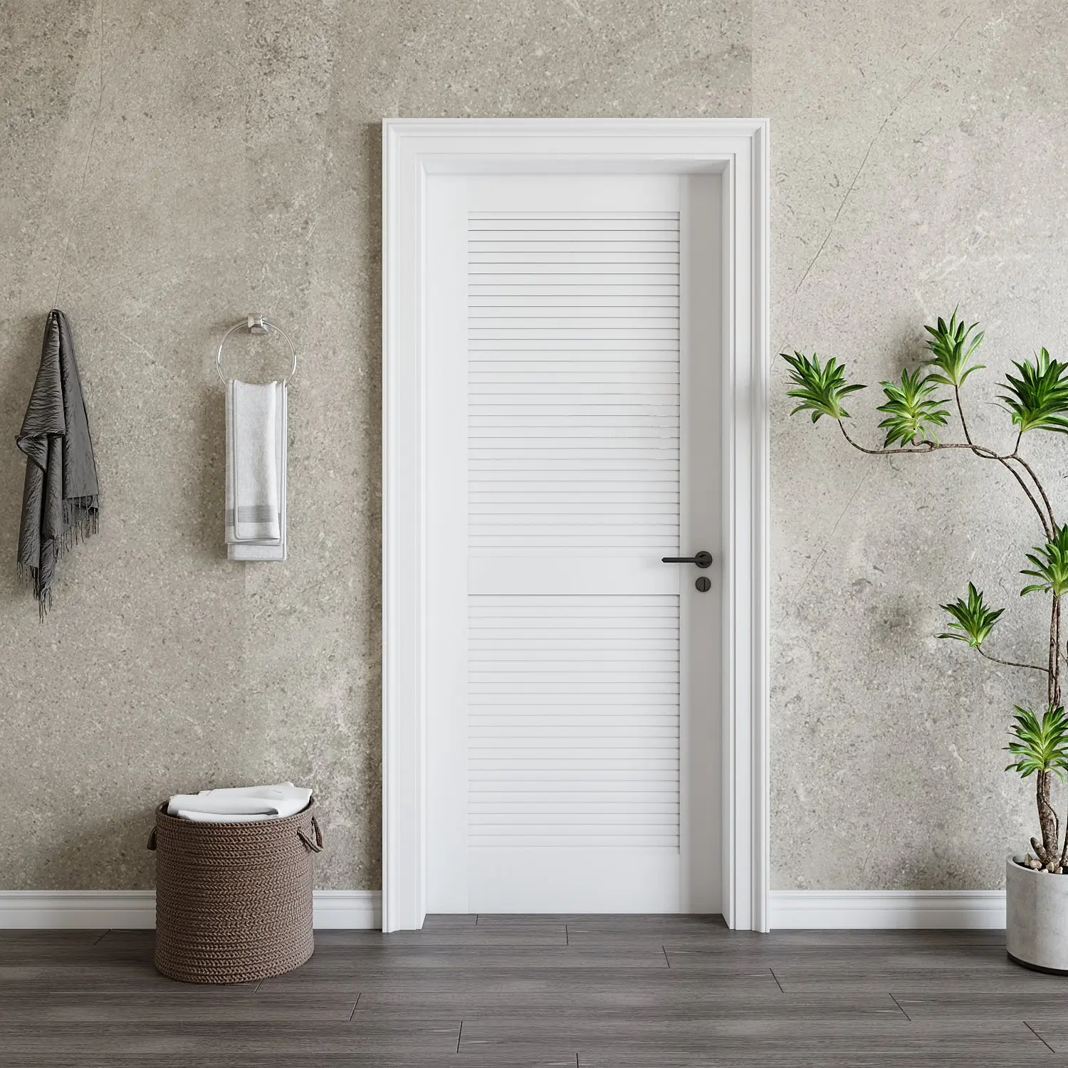 Louver  Inrerior Door, Pre-Assembled MDF French Slab  for Pantry, Laundry, Closet as Prehung, Bypass, Pocket Door  with Water&Scratch-Resistant Surface,White