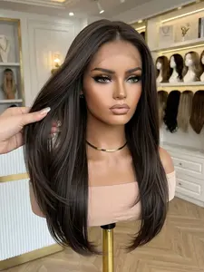 Topshe 13x6 HD Lace Front Wig with Layers, 22 Inch Straight Hair, Multi-Use, Suitable for All Occasions, Layered Cut Wig, Straight Synthetic Wig, Synthetic Lace Wigs