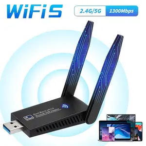USB Wifi Adapter, Gaming Computer Wifi Adapter, 1300Mbps Wireless Network Card, USB Computer Network Adapter, Plug and Play