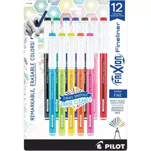 Pilot 12ct FriXion Fineliner Erasable Marker Pens Fine Point 0.7mm Assorted Inks: Colored Pens for Art & Stationery