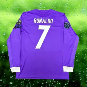 2016 2017 Away Purple No.7 Ronaldo Long Sleeved Soccer Jersey