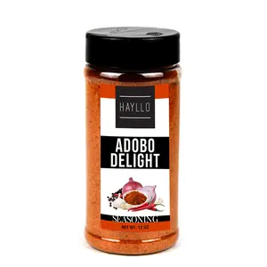 Hayllo Adobo Delight: 12 oz Spicy Seasoning with Cayenne Chili Peppers and Two-Way Flip Cap