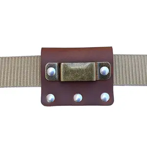 MEEBOY Handmade Leather Belt-Mounted Tape Measure Tool Holder, Durable Organizer with Solid Aluminum Rivets for Sewing Tools
