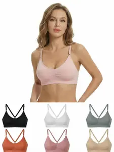 7-Pack Wireless Bras for Women, M to 2XL Seamless Bralette, Wireless Bralettes, Casual Plus Size Cross Back No Underwire, Comfort Support for Curvy, Supportive Wireless Bra