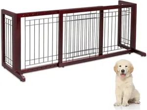 VINGLI Dog Gate for Stairs Free Standing Pet Gate for Driveway, Solid Wood Puppy Doggie Gates for Indoors Adjustable from 40" to 71" Wide