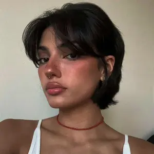 6 Inch Real Human Hair Wig for Women - Glueless Mullet &  Cut Style,  Black Curly Wave Texture, Layered Pixie Cut with Bangs, 180% Density