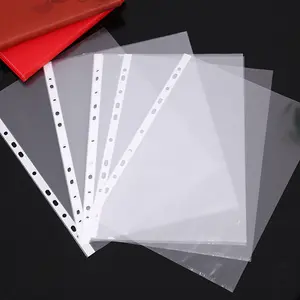 300pcs Premium A4 Document Sleeves - Crystal Clear PVC, 11-Hole Punched for Easy Organization - Protective Office File Folders for Leaf Documents & Papers