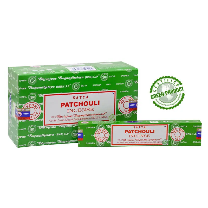 Satya, 15 G 60's Patchouli Incense Sticks (12 PK BOX) Woody Aroma Air Diffuser