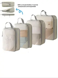 Portable Compressible Travel Storage Bags Set, Travel Organizer, Mesh Window, Easy Access, Ideal for Luggage, Outdoor Trips, Home Organization