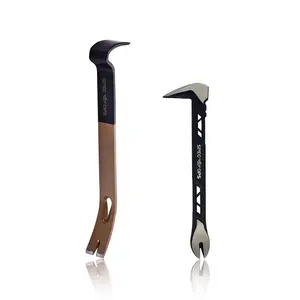 10 in. Cats Paw and 15 in. Flat Pry Bar Crowbar Hand Tool Set, Teardrop Nail Pullers, High-Carbon Steel