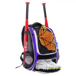 Waterproof Baseball Equipment Bag | Heavy Duty Youth Softball Backpack with Bat Grips & Fence Hook, Separate Cleat Compartment, Durable Gear Bag
