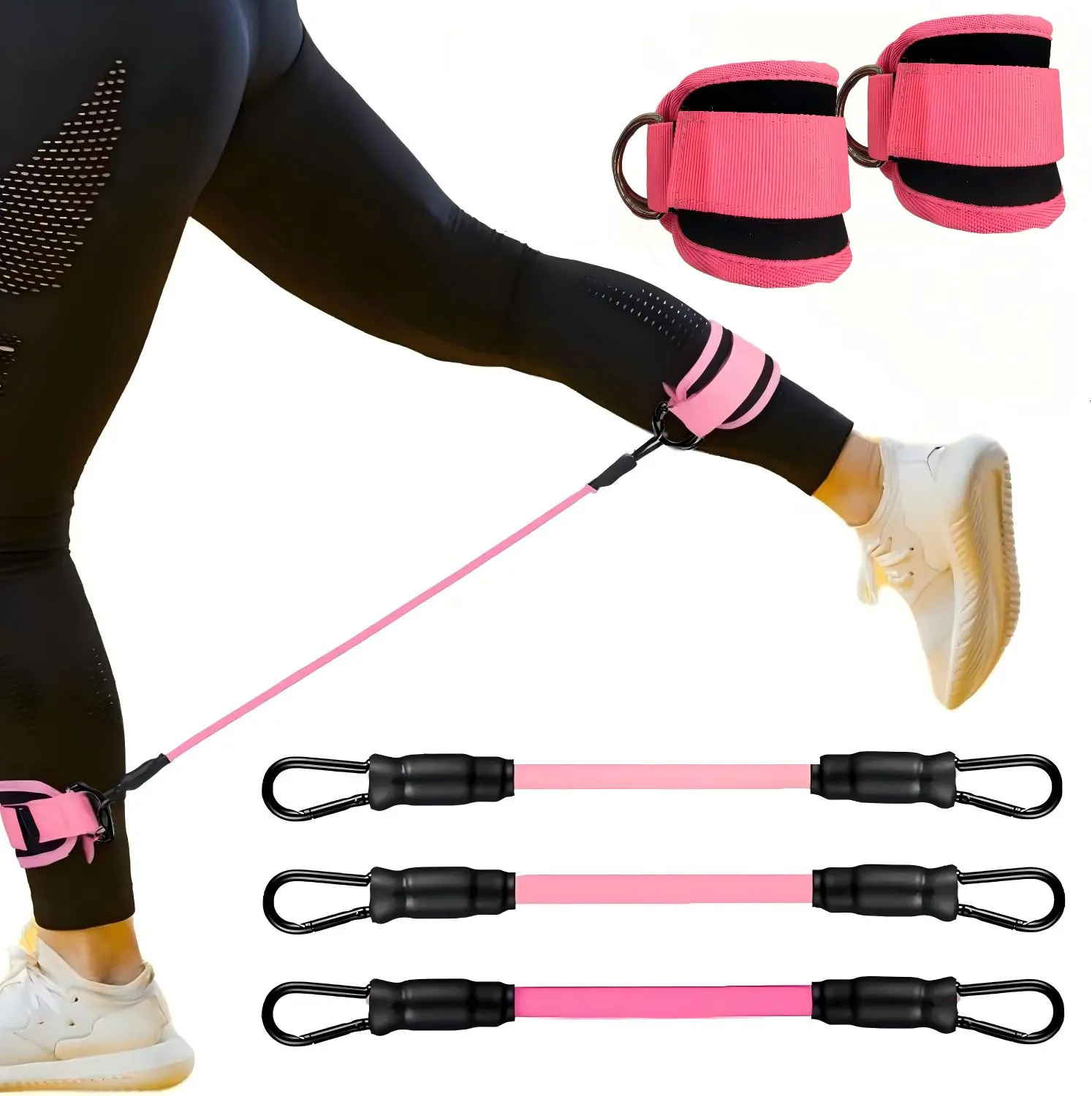 Ankle Resistance Bands with Cuffs Set, Ankle Bands for Working Out