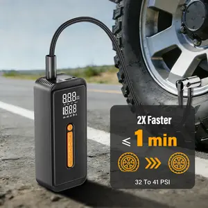 Flycity Tire Inflator Portable Air Compressor Cordless Mini Bike Pump- Air Pump for Car Tires with Digital Pressure Gauge, LED Light and Auto Shut-Off Function - Cordless Pump for Car, Motorcycle, Bicycle, Ball