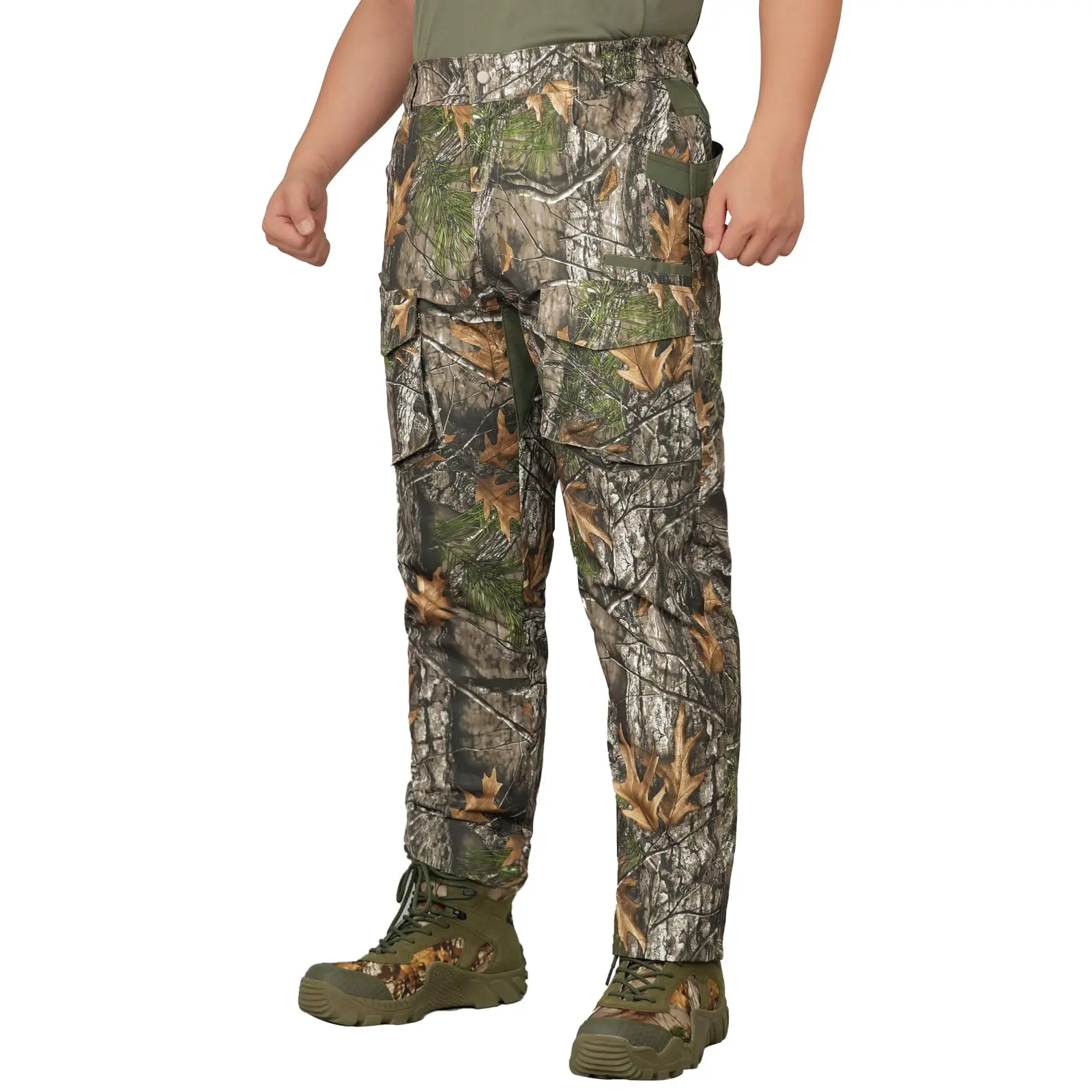 LOOGU Mens Camo Hunting Pants Water-Resistant Ripstop Turkey Hunting Pants for Men with 5 Pockets