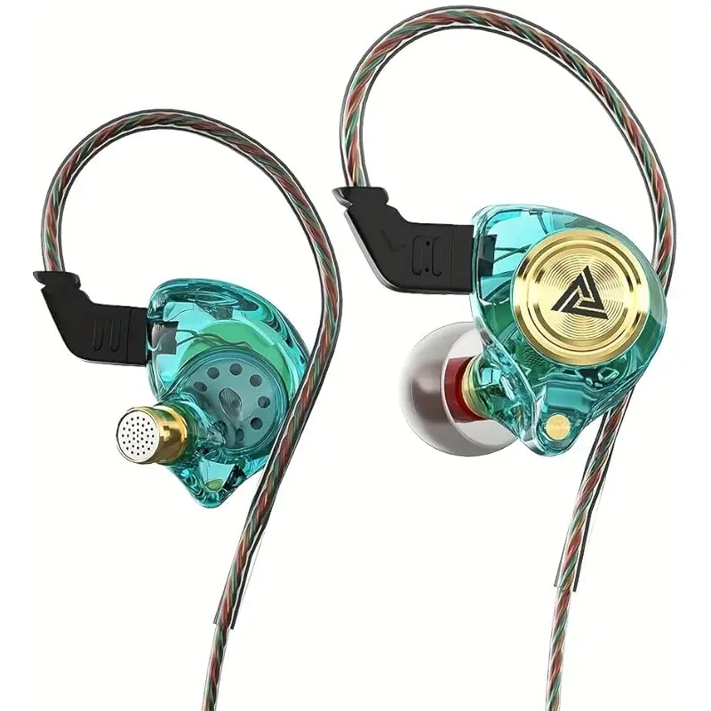 QKZ AK3 Portable Wired In-Ear Earphone, Wired Headphones With Mic, HiFi Subwoofer Noise Cancelling Wired Earphones for Game Sports, 3D Stereo Sound Headphones For Gym & Sports & Game, earbuds gaming headset gaming earbuds monitor Audio Green