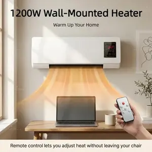 Wall-Mounted Heater 1200W for Indoor Use with Remote & Touch Control 6-Hour Timer Overheat Protection Tool-Free Install for Bedroom Bathroom Garage Office