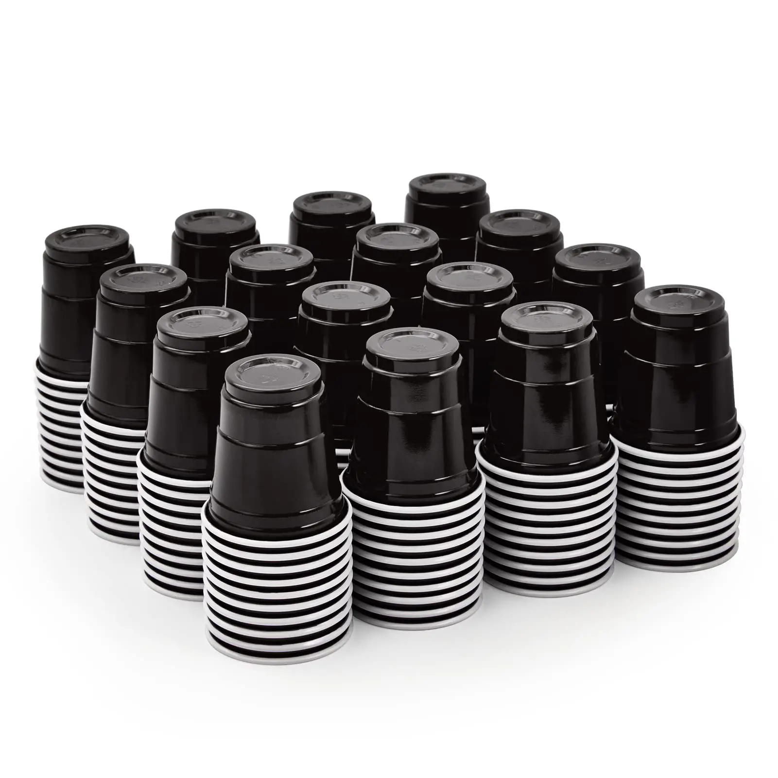 JOLLY PARTY Recyclable Disposable Round Black Plastic 2oz Shot Glasses - 3600/Carton Disposable Tableware Set, Party Cups for Smaller Get-Togethers, Bar Home Supplies