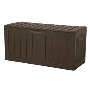 Ram Quality Products Plastic 90 Gal Outdoor Locking Storage Bin Deck Box, Brown Container Organiser