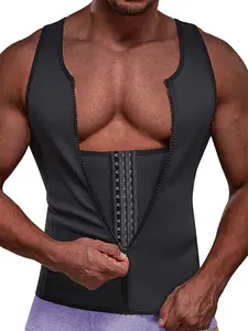 Men's Solid Zip Front Waist Trainer, Adjustable Body Shaper Vest, Waist Training Vest, Zipper Vest, Workout Gym Exercise Sweat Shirt, Men's Sport & Outdoor Clothing