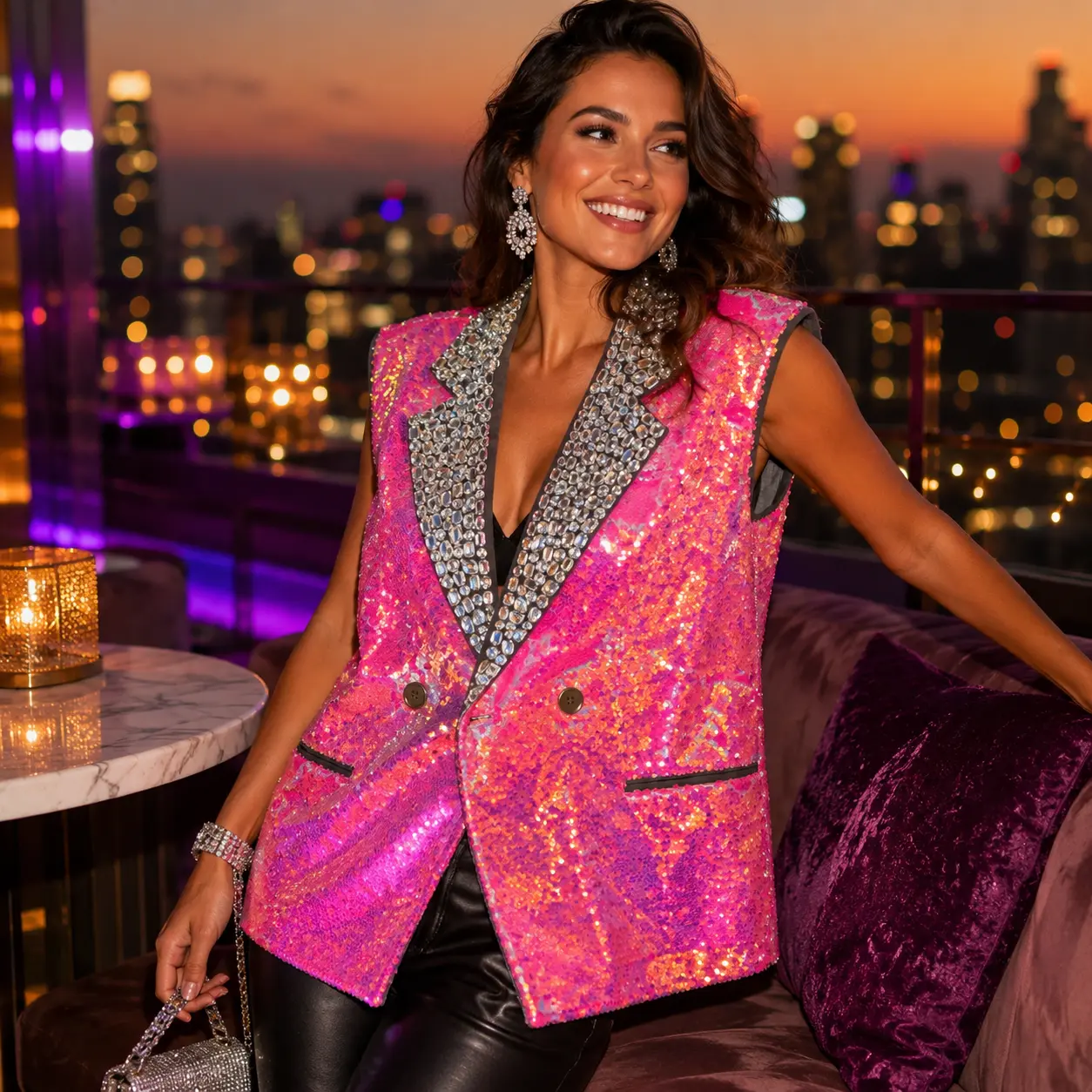 #254 LunaSparkle handmade designer Cool girl vest