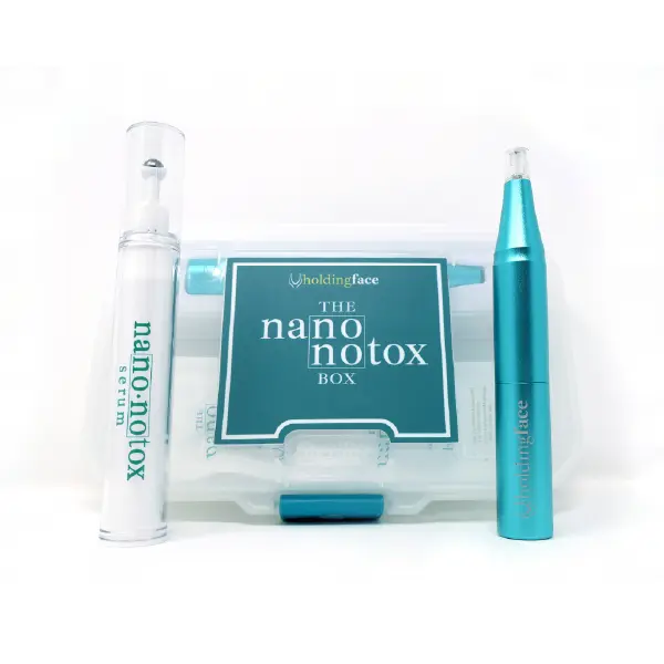 Holding Face Nano Notox Box – Needle-Free At-Home Peptide Skincare Set with Nano Applicator, Serum, Hydrogel Masks & Daily Tips (30-Day System)