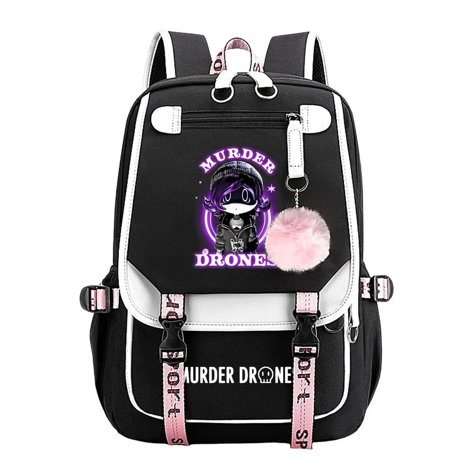 Unisex Murder Drone Character College Travel Backpack, Chic Cotton-Linen Graphic Print Bag with Adjustable Ergo Straps, Compact Yet Practical Size, Large-Capacity, Multi-Function Zip, Hand Wash Only (Ideal Birthday Gift)