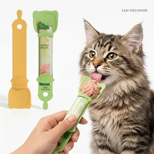 Cat Treat Squeeze Spoon - 26.5cm Handle, 6cm Wide Spoon, Convenient Design, Easy Maintenance, Fun Feeding Licky Treat Feeder for Churu Paste & Wet Pet Food, 3-Color Cat Essential Feeding Accessory