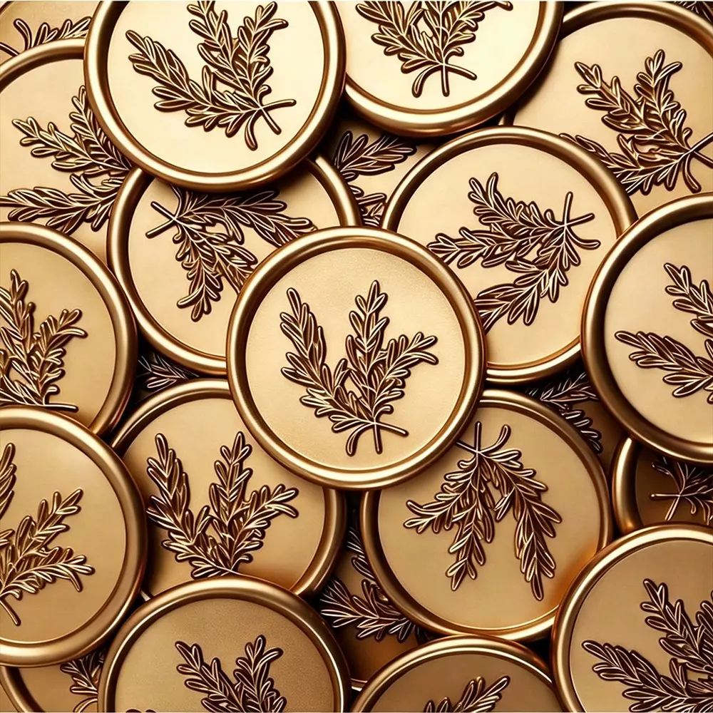 30 Pcs Rosemary Pattern Self-Adhesive Wax Seal Stickers, Ideal for Gifts, Wedding Invitations, Envelope Sealing, Elegant Design, Floral Stickers