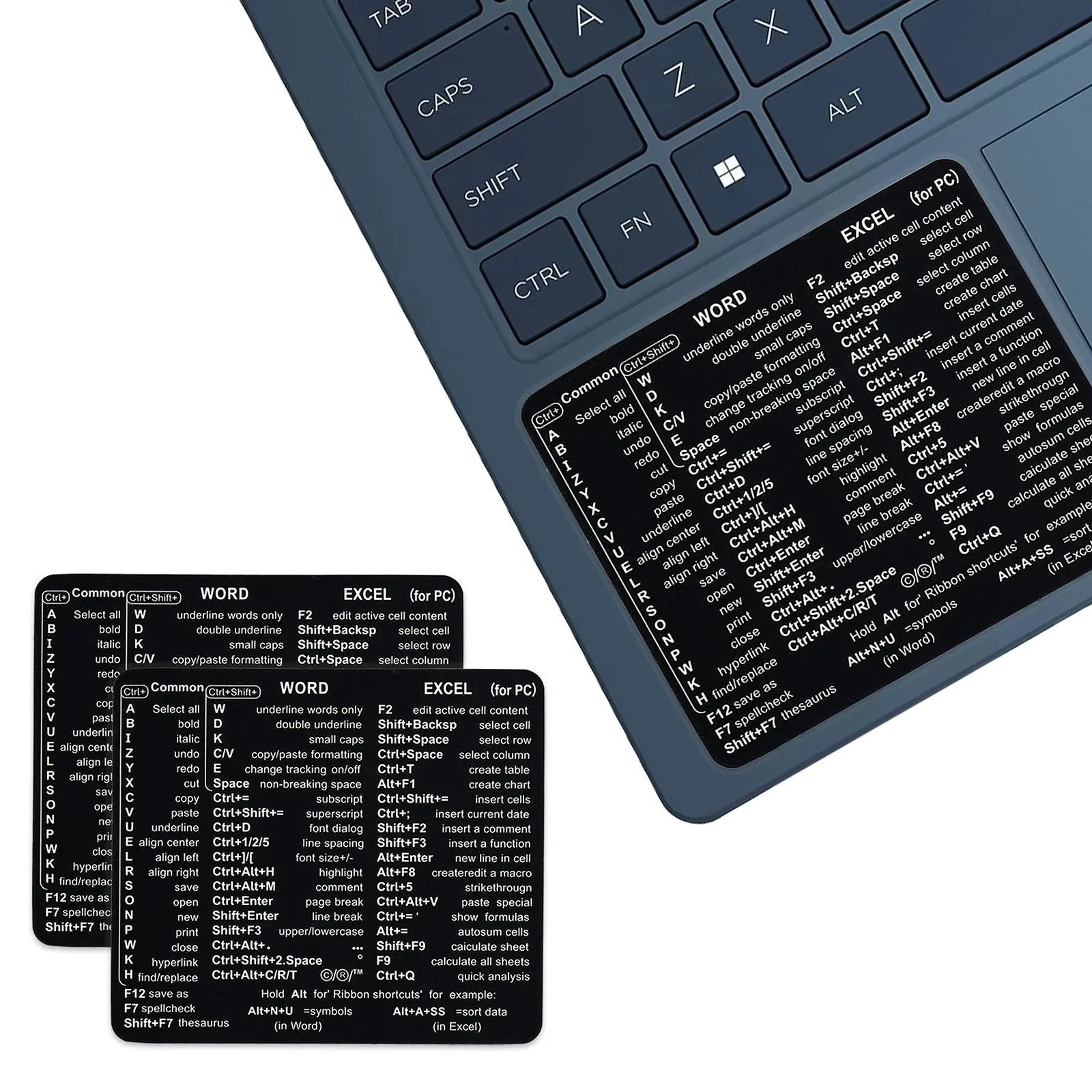 Microsoft Office Word & Excel Shortcut Sticky Labels - 8×7cm Compact Removable Vinyl Pressure-Sensitive Stickers, Windows/Mac Laptop/Desktop Keyboard Hotkeys, Remote Workers’ Shortcut Guide for No Sticky Mess, Learn Faster, Work Smarter, Boost Your Workfl