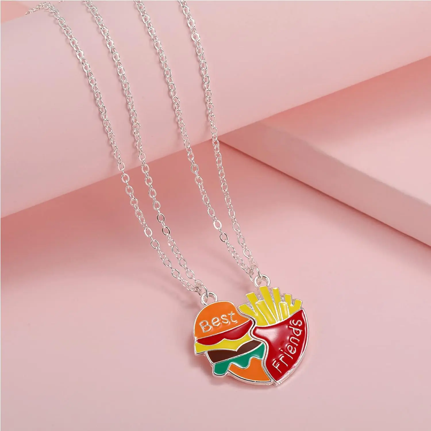 Cute Koala & Panda Pendant Necklace Set for Best Friends, 2-Piece Magnetic Half Heart Alloy Jewelry, Birthday Anniversary Gift, 16.5 Inch, 16.5 Inches, 3.15 Inches Extension
