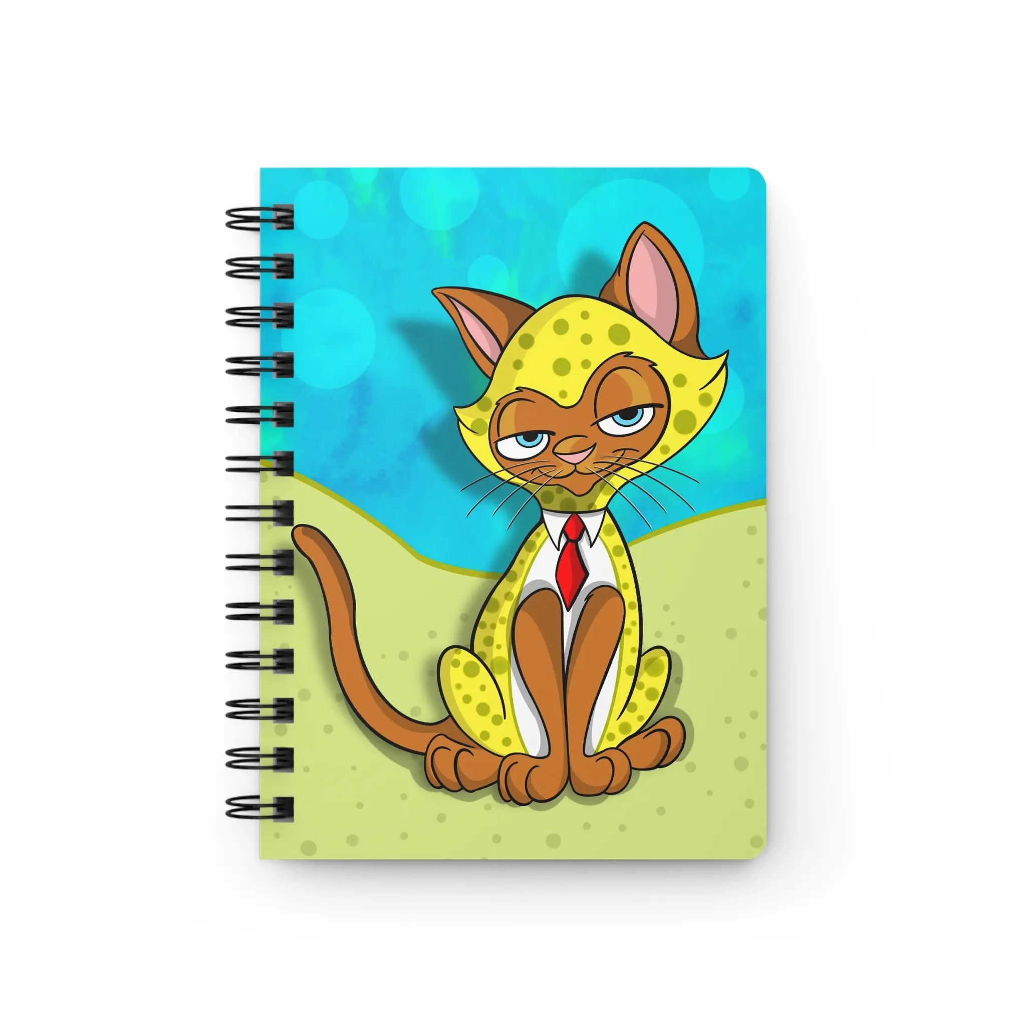 Sassy Cat Art - Cute Sponge Bob Sassy Cat Spiral Bound Journal, Personalized Diary, School Notebook, Gift for Cat Lovers, Writing Journal