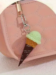 1PC cartoon fun mini keychain imitation ice cream imitation cone college style graduation season bag pendant