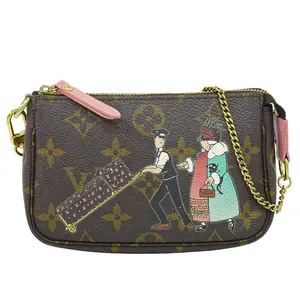 Pre-owned Louis Vuitton Coated Canvas Shoulder Bags Mini Pochette Accessoires Monogram Pouch J8060501 VLuxury