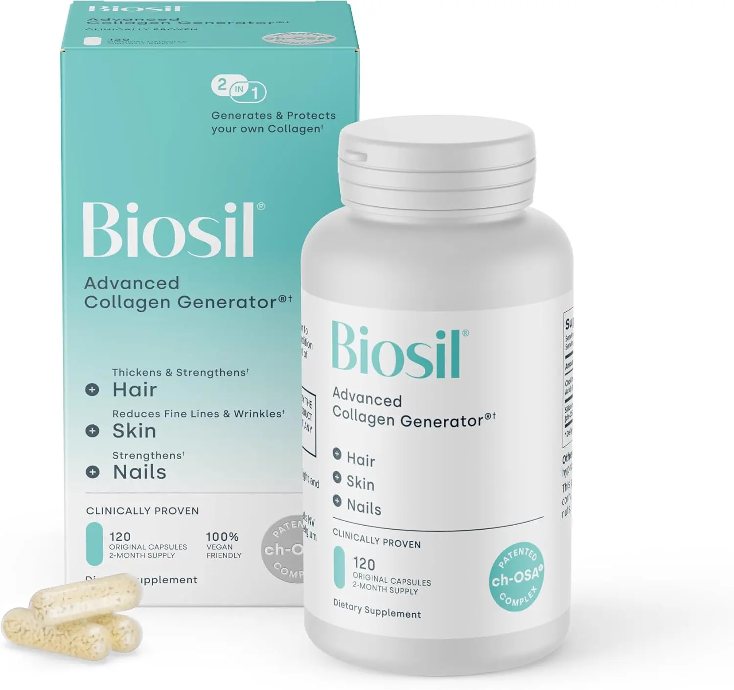 Advanced Collagen Generator - 120 Capsules Activator for Skin Hair Nails & Joints - 60-Day Supply - Clinically Proven