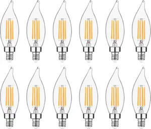E12 LED Bulb 60 Watt Equivalent, Dimmable Candelabra Bulb 2700K Soft White, Chandelier Light Bulbs, CA10 Candle Bulbs for Chandelier, 5W, 450LM, 12 Pack